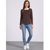image:imageAllegra K Womens Striped Cute Shirts Peter Pan Collar Casual Trendy Fitted Long Sleeve TopDark Brown