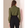 image:imageAllegra K Work Body Suits for Women Office Button Down Shirt Collared Long Sleeves Bodysuit TopArmy Green