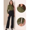 image:imageAllegra K Work Body Suits for Women Office Button Down Shirt Collared Long Sleeves Bodysuit TopArmy Green