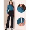 image:imageAllegra K Work Body Suits for Women Office Button Down Shirt Collared Long Sleeves Bodysuit TopLake Blue