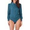 image:imageAllegra K Work Body Suits for Women Office Button Down Shirt Collared Long Sleeves Bodysuit TopLake Blue