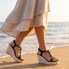 image:imageAllegra K Womens Beaded Tstrap Platform Elastic Peeptoe SandalsBlack