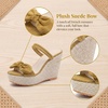 image:imageAllegra K Womens Bow Doublestrap Plaid Platform Slip SandalsYellow