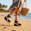 image:imageAllegra K Womens Denim Platform Hook Loop Peeptoe SandalsBlack