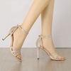 image:imageAllegra K Womens Glitter Ankle Strap Stiletto Heels SandalsLight Gold
