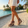 image:imageAllegra K Womens Laceup Camouflage Platform Peeptoe SandalsPink2