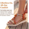 image:imageAllegra K Womens Plaid Beaded Platform Elastic Band SandalsOrange