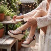 image:imageAllegra K Womens Plaid Rhinestone Butterfly Transparent Band Platform SandalsBlack