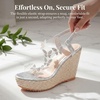 image:imageAllegra K Womens Plaid Rhinestone Butterfly Transparent Band Platform SandalsSilver