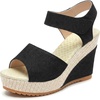 image:imageAllegra K Womens Denim Platform Hook Loop Peeptoe SandalsBlack