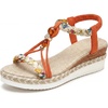 image:imageAllegra K Womens Plaid Beaded Platform Elastic Band SandalsOrange
