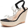 image:imageAllegra K Womens Plaid Rhinestone Butterfly Transparent Band Platform SandalsBlack
