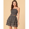 image:imageAllegra K Womens Summer 2 Piece Outfit Dress Cami Crop Top Tiered Floral Skirt Set