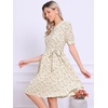 image:imageAllegra K Womens Vintage Peter Pan Collar High Waist Flowy Midi Puff Sleeve Floral DressLight Beige
