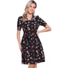 image:imageAllegra K Womens Vintage Peter Pan Collar High Waist Flowy Midi Puff Sleeve Floral DressBlack Rose