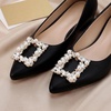 image:imageAllegra K 2 PCS Womens Square Rhinestones Shoe Clips Pearls Removable Buckles Shoe Decorations for GiftsGoldPearl