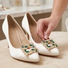 image:imageAllegra K 2 PCS Womens Square Rhinestones Shoe Clips Pearls Removable Buckles Shoe Decorations for GiftsGreenSquare