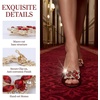 image:imageAllegra K 2 PCS Womens Square Rhinestones Shoe Clips Pearls Removable Buckles Shoe Decorations for GiftsRed