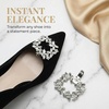 image:imageAllegra K 2 PCS Womens Square Rhinestones Shoe Clips Pearls Removable Buckles Shoe Decorations for GiftsSilverFourLeaf