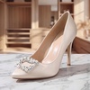 image:imageAllegra K 2 PCS Womens Square Rhinestones Shoe Clips Pearls Removable Buckles Shoe Decorations for GiftsSilverPearl