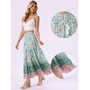 image:imageAllegra K Boho Skirt for Womens Casual Peasant Floral Bohemian Tassels Elastic Waist Maxi SkirtsPink