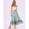 image:imageAllegra K Boho Skirt for Womens Casual Peasant Floral Bohemian Tassels Elastic Waist Maxi SkirtsPink