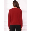 image:imageAllegra K Cardigan Sweaters for Women Collarless Button Up Dressy Chunky Knit CardigansRed
