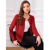 image:imageAllegra K Cardigan Sweaters for Women Collarless Button Up Dressy Chunky Knit CardigansRed