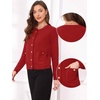 image:imageAllegra K Cardigan Sweaters for Women Collarless Button Up Dressy Chunky Knit CardigansRed