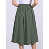 image:imageAllegra K Cotton Midi Skirt for Womens Summer Casual Button Decor Elastic Waist ALine Skirts with PocketArmy Green