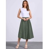 image:imageAllegra K Cotton Midi Skirt for Womens Summer Casual Button Decor Elastic Waist ALine Skirts with PocketArmy Green