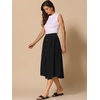 image:imageAllegra K Cotton Midi Skirt for Womens Summer Casual Button Decor Elastic Waist ALine Skirts with PocketBlack