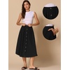 image:imageAllegra K Cotton Midi Skirt for Womens Summer Casual Button Decor Elastic Waist ALine Skirts with PocketBlack
