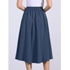 image:imageAllegra K Cotton Midi Skirt for Womens Summer Casual Button Decor Elastic Waist ALine Skirts with PocketDark Blue