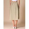 image:imageAllegra K Cotton Midi Skirt for Womens Summer Casual Button Decor Elastic Waist ALine Skirts with PocketKhaki