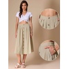 image:imageAllegra K Cotton Midi Skirt for Womens Summer Casual Button Decor Elastic Waist ALine Skirts with PocketKhaki