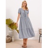 image:imageAllegra K Gingham Dress for Women Casual Short Sleeve V Neck Tie Front Swing Flowy Tiered Midi DressesBlack Blue