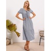 image:imageAllegra K Gingham Dress for Women Casual Short Sleeve V Neck Tie Front Swing Flowy Tiered Midi DressesBlack Blue