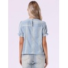 image:imageAllegra K Gingham Tops for Womens Peasant Plaid Smocked Ruffle Puff Sleeve BlousesLight Blue