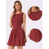 image:imageAllegra K Polka Dot Dress for Women Casual Summer Sleeveless Tank Dress Boat Neck Y2K Bubble DressesDark Red