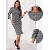 image:imageAllegra K Tweed Dress for Womens Boat Neck 34 Sleeve Elegant Work Pencil Sheath DressBlack