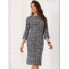 image:imageAllegra K Tweed Dress for Womens Boat Neck 34 Sleeve Elegant Work Pencil Sheath DressBlack