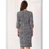 image:imageAllegra K Tweed Dress for Womens Boat Neck 34 Sleeve Elegant Work Pencil Sheath DressBlack