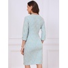 image:imageAllegra K Tweed Dress for Womens Boat Neck 34 Sleeve Elegant Work Pencil Sheath DressBlue