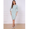 image:imageAllegra K Tweed Dress for Womens Boat Neck 34 Sleeve Elegant Work Pencil Sheath DressBlue