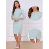image:imageAllegra K Tweed Dress for Womens Boat Neck 34 Sleeve Elegant Work Pencil Sheath DressBlue