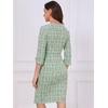 image:imageAllegra K Tweed Dress for Womens Boat Neck 34 Sleeve Elegant Work Pencil Sheath DressGreen