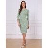 image:imageAllegra K Tweed Dress for Womens Boat Neck 34 Sleeve Elegant Work Pencil Sheath DressGreen