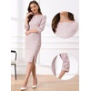 image:imageAllegra K Tweed Dress for Womens Boat Neck 34 Sleeve Elegant Work Pencil Sheath DressPink