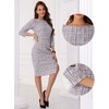 image:imageAllegra K Tweed Dress for Womens Boat Neck 34 Sleeve Elegant Work Pencil Sheath DressWhite Purple